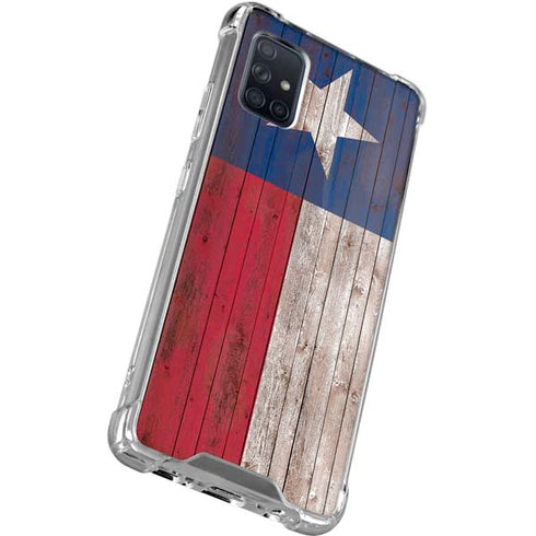 Texas Flag Dark Wood Galaxy A51 5G Clear Case