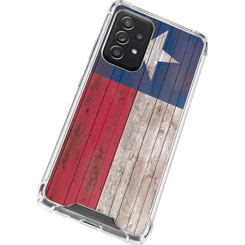 Texas Flag Dark Wood Galaxy A52 5G Clear Case