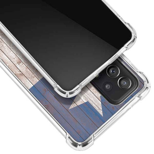 Texas Flag Dark Wood Galaxy A52 5G Clear Case