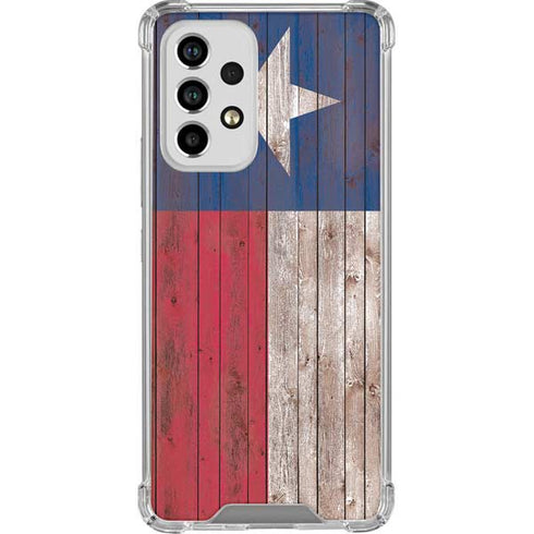 Texas Flag Dark Wood Galaxy A53 5G Clear Case