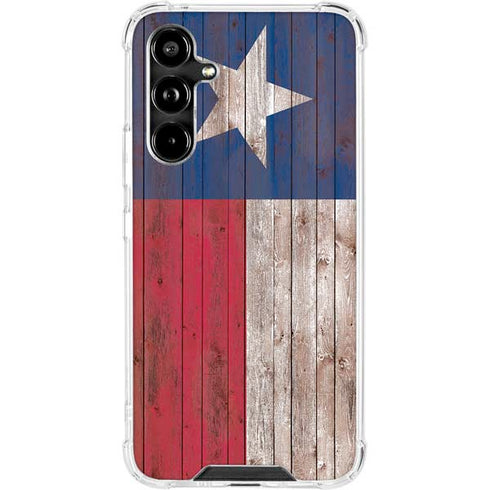 Texas Flag Dark Wood Galaxy A54 5G Clear Case