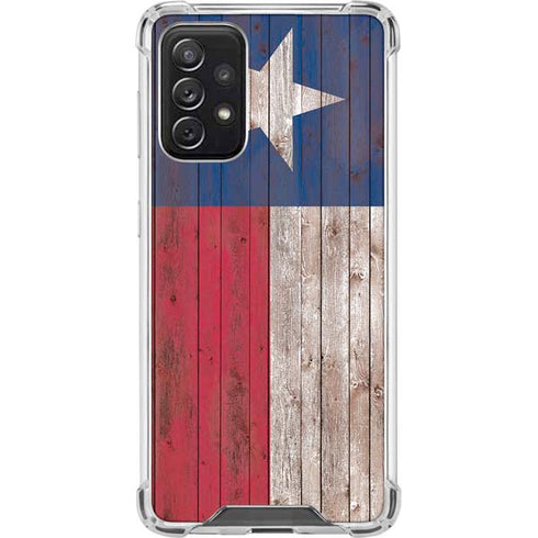 Texas Flag Dark Wood Galaxy A72 5G Clear Case