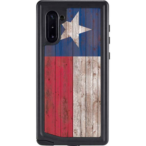 Texas Flag Dark Wood Galaxy Note 10 Waterproof Case