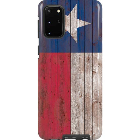 Texas Flag Dark Wood Galaxy S20 Plus Pro Case