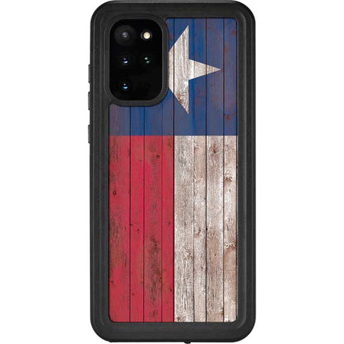 Texas Flag Dark Wood Galaxy S20 Plus Waterproof Case