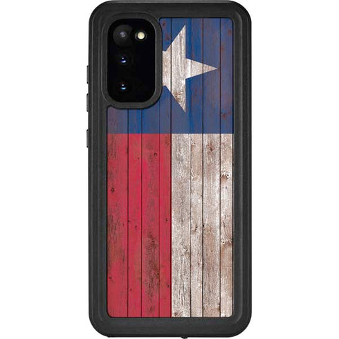 Texas Flag Dark Wood Galaxy S20 Waterproof Case