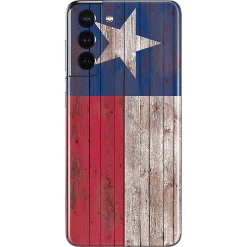 Texas Flag Dark Wood Galaxy S21 5G Skin