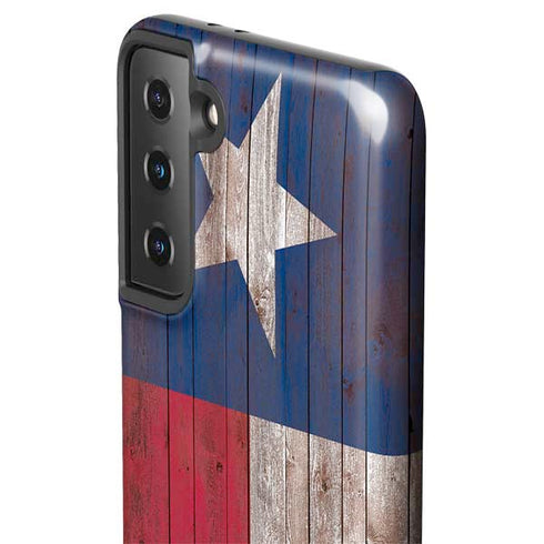 Texas Flag Dark Wood Galaxy S21 FE Pro Case