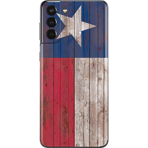 Texas Flag Dark Wood Galaxy S21 Plus 5G Skin