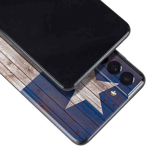 Texas Flag Dark Wood Galaxy S21 Plus 5G Skin