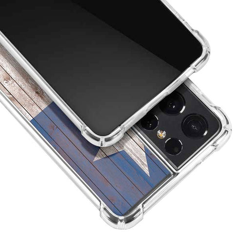 Texas Flag Dark Wood Galaxy S21 Ultra 5G Clear Case