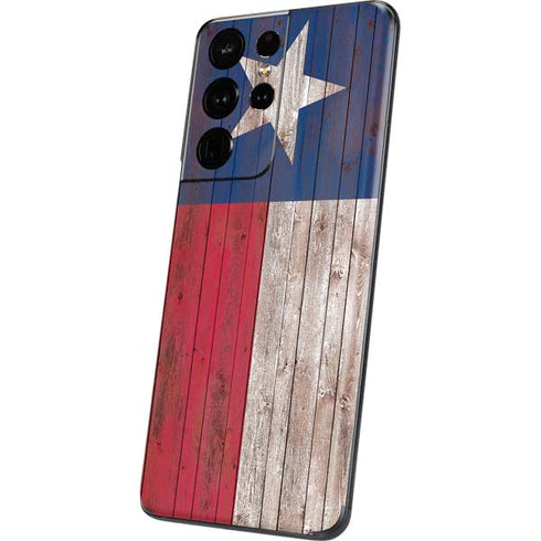 Texas Flag Dark Wood Galaxy S21 Ultra 5G Skin