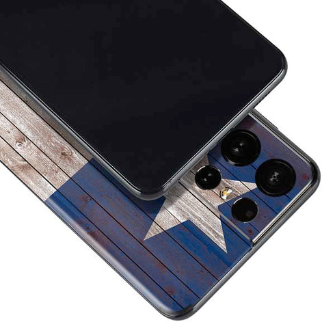 Texas Flag Dark Wood Galaxy S21 Ultra 5G Skin