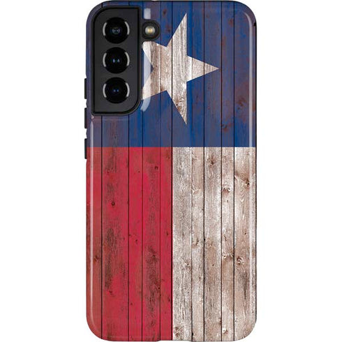 Texas Flag Dark Wood Galaxy S22 Plus Pro Case