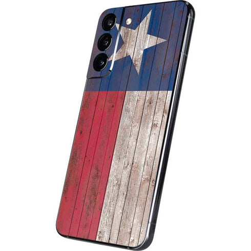 Texas Flag Dark Wood Galaxy S22 Plus Skin