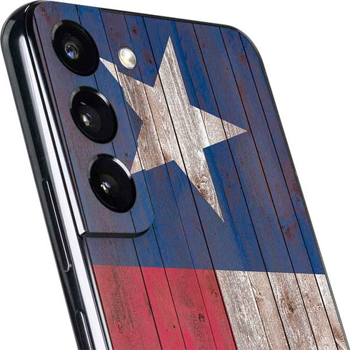 Texas Flag Dark Wood Galaxy S22 Plus Skin