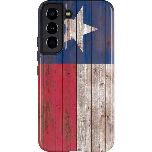Texas Flag Dark Wood Galaxy S22 Pro Case