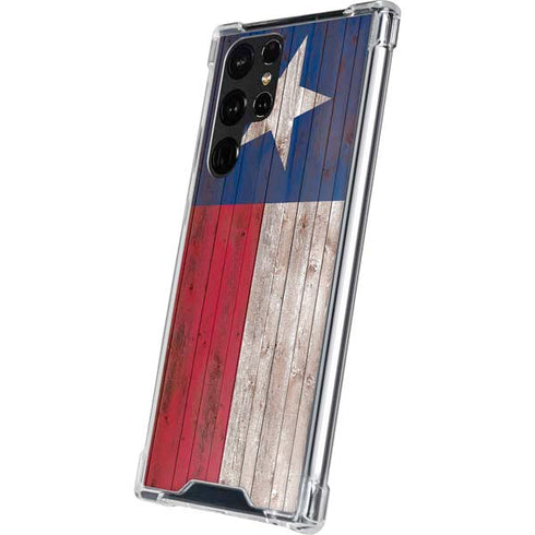 Texas Flag Dark Wood Galaxy S22 Ultra Clear Case