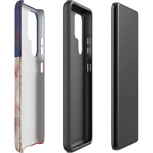 Texas Flag Dark Wood Galaxy S22 Ultra Pro Case