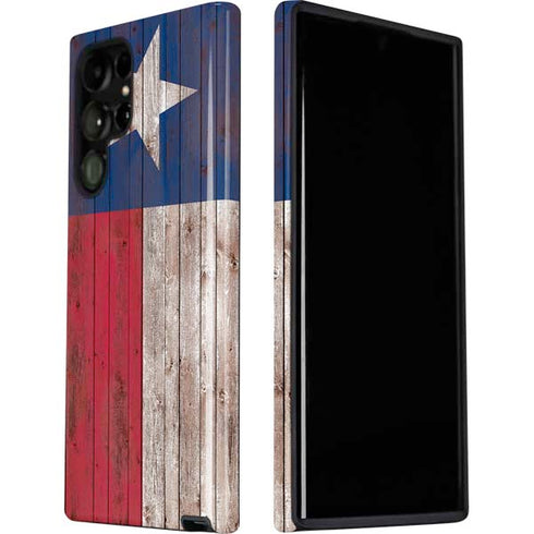 Texas Flag Dark Wood Galaxy S22 Ultra Pro Case