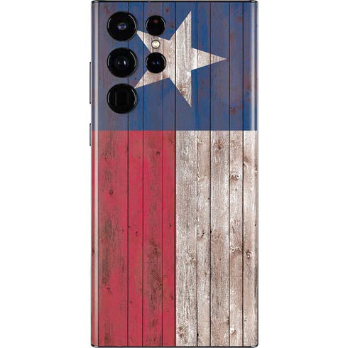 Texas Flag Dark Wood Galaxy S22 Ultra Skin