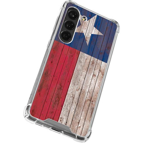 Texas Flag Dark Wood Galaxy S23 Clear Case