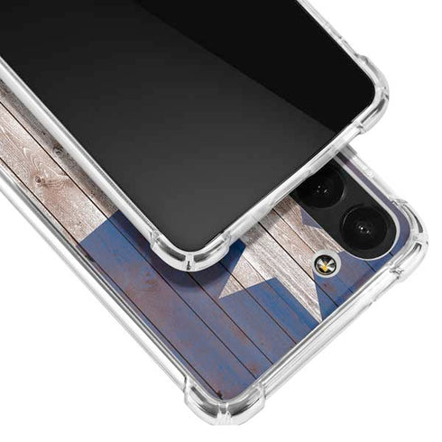 Texas Flag Dark Wood Galaxy S23 Clear Case