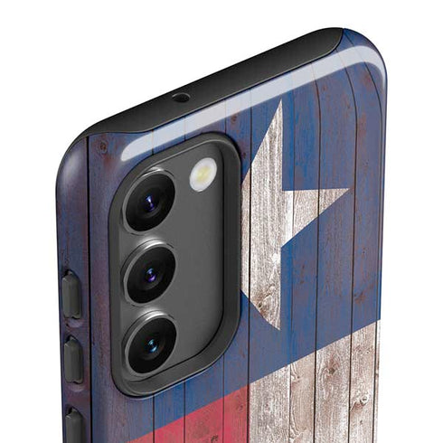 Texas Flag Dark Wood Galaxy S23 Plus Pro Case