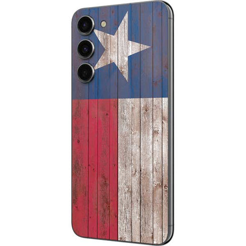 Texas Flag Dark Wood Galaxy S23 Plus Skin