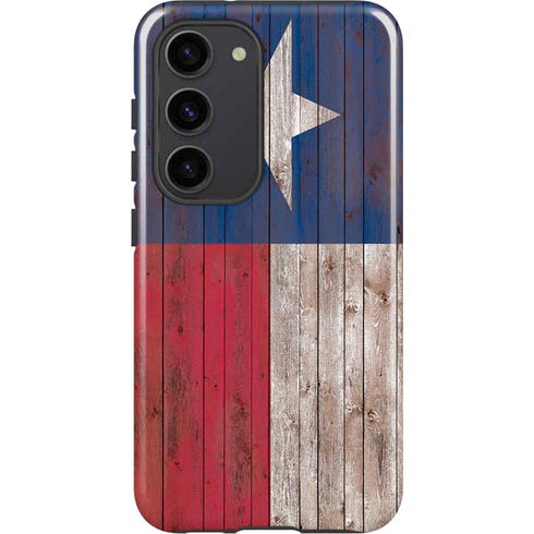 Texas Flag Dark Wood Galaxy S23 Pro Case