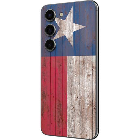 Texas Flag Dark Wood Galaxy S23 Skin