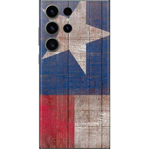 Texas Flag Dark Wood Galaxy S23 Ultra Skin