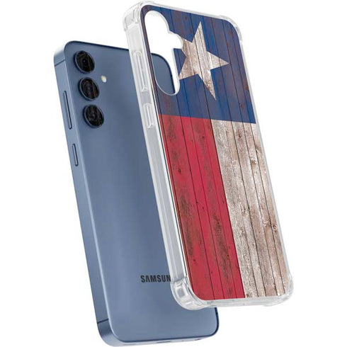Texas Flag Dark Wood Galaxy S24 Clear Case