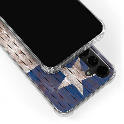 Texas Flag Dark Wood Galaxy S24 Plus Clear Case