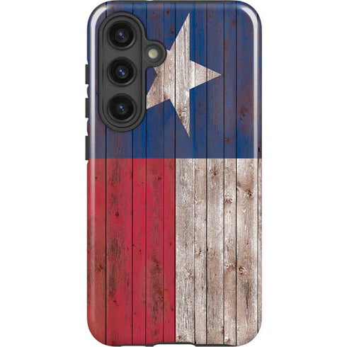 Texas Flag Dark Wood Galaxy S24 Plus Impact Case