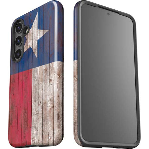 Texas Flag Dark Wood Galaxy S24 Plus Impact Case