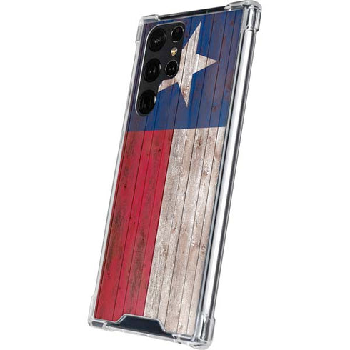Texas Flag Dark Wood Galaxy S24 Ultra Clear Case