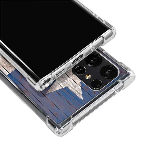 Texas Flag Dark Wood Galaxy S24 Ultra Clear Case