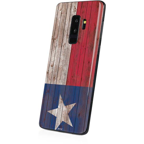 Texas Flag Dark Wood Galaxy S9 Plus Skin
