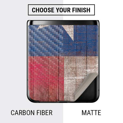 Texas Flag Dark Wood Galaxy Z Flip Skin
