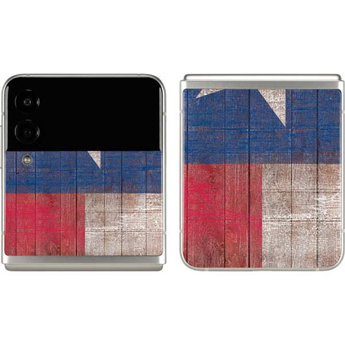 Texas Flag Dark Wood Galaxy Z Flip3 5G Skin