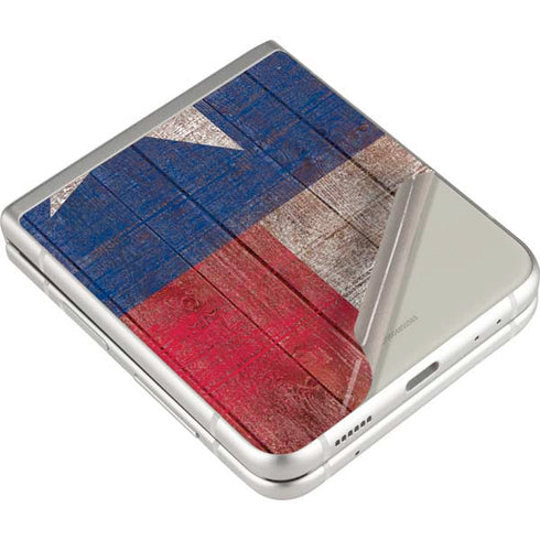 Texas Flag Dark Wood Galaxy Z Flip3 5G Skin