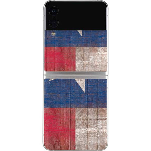 Texas Flag Dark Wood Galaxy Z Flip4 5G Skin