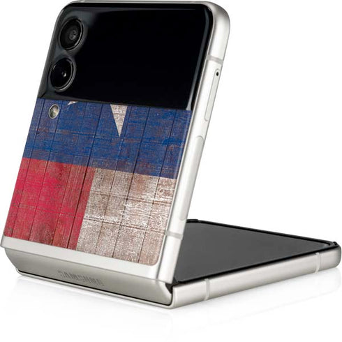 Texas Flag Dark Wood Galaxy Z Flip4 5G Skin
