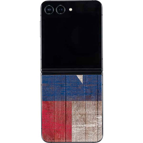 Texas Flag Dark Wood Galaxy Z Flip5 5G Skin