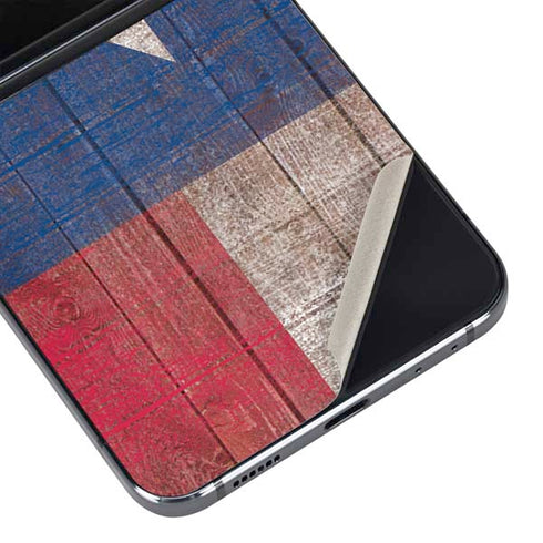 Texas Flag Dark Wood Galaxy Z Flip5 5G Skin