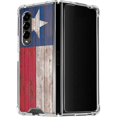 Texas Flag Dark Wood Galaxy Z Fold4 5G Clear Case