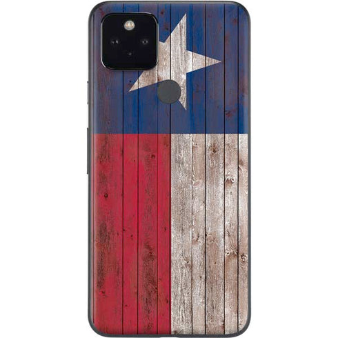 Texas Flag Dark Wood Google Pixel 5a Skin
