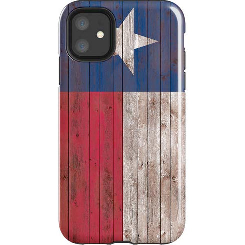 Texas Flag Dark Wood iPhone 11 Impact Case