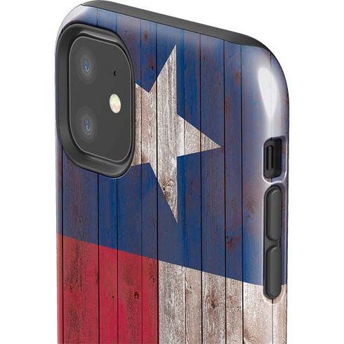 Texas Flag Dark Wood iPhone 11 Impact Case